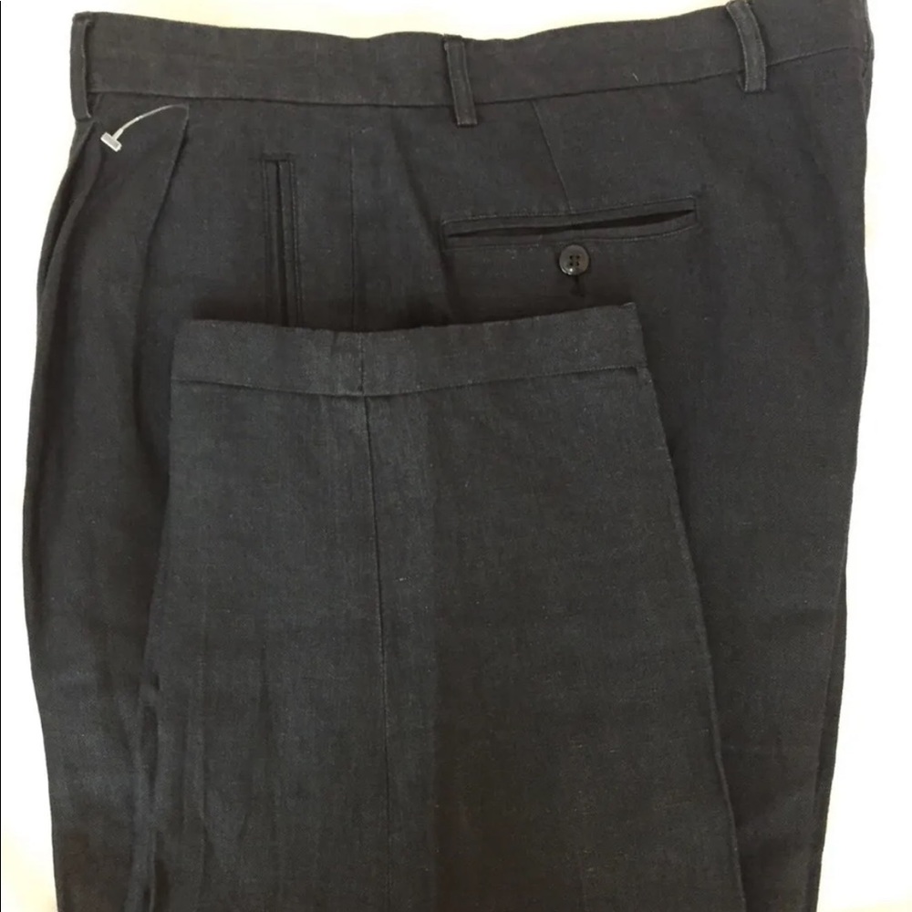 New Claiborne Men’s Herringbone Linen Blend Dress Pants Navy Blue 36